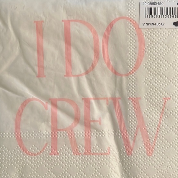 “I DO CREW” 5” napkins-cocktail size-4 packs of 20 each-NWT-flaws - Picture 5 of 6
